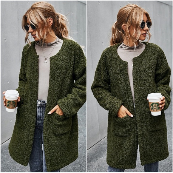 CFurry jacket coat with pockets - CAMEL - Picture 4 of 4